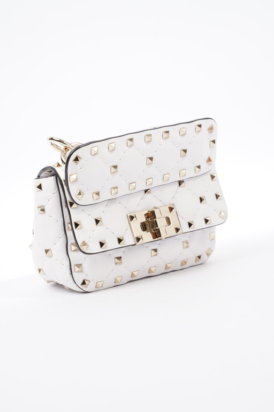 Rockstud Shoulder Bag White Leather Image 14