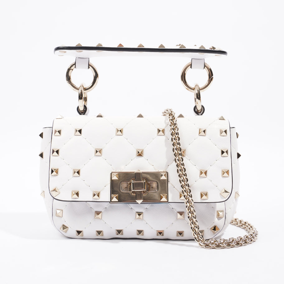 Rockstud Shoulder Bag White Leather Image 1