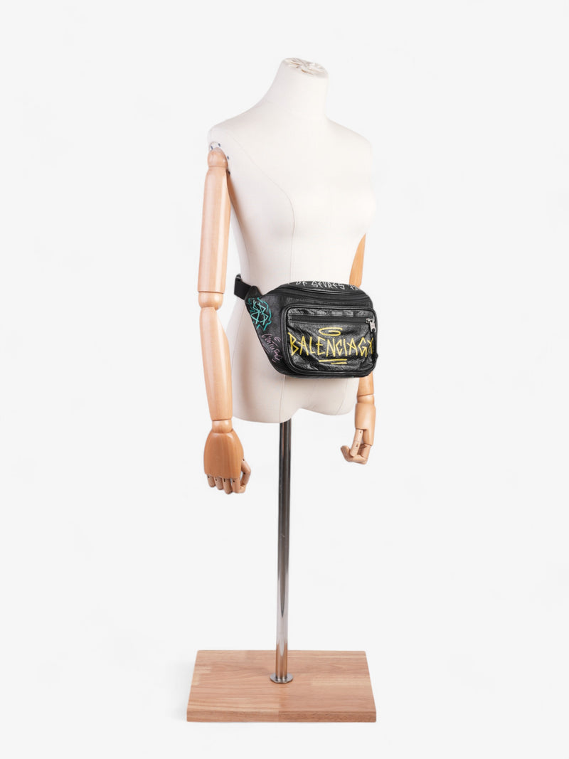  Balenciaga Graffiti Explorer Belt Bag Black / Yellow / Pink Leather