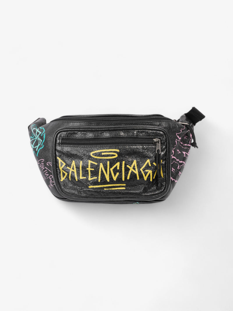  Balenciaga Graffiti Explorer Belt Bag Black / Yellow / Pink Leather