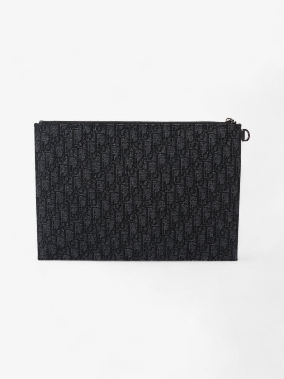 Christian Dior A4 Pouch Black Oblique Cotton Image 3