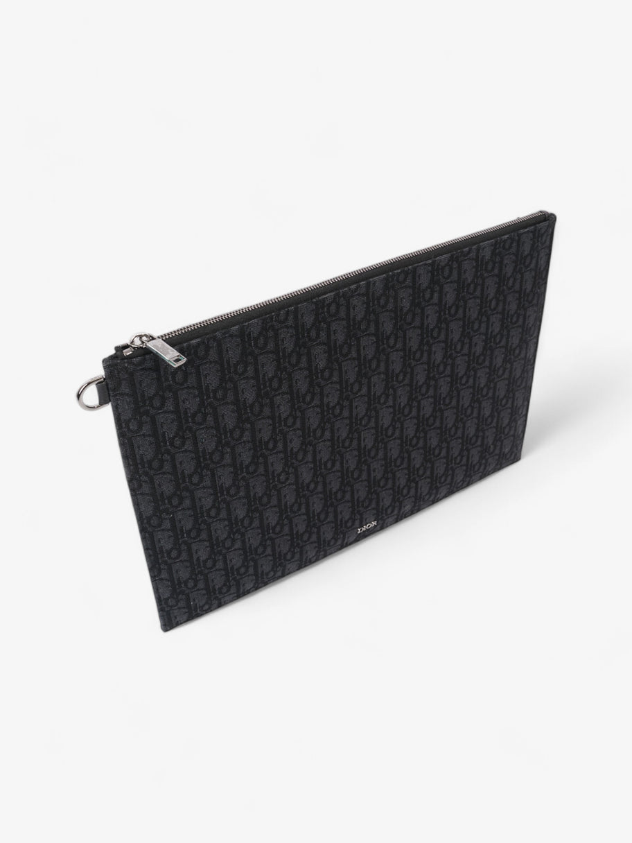 Christian Dior A4 Pouch Black Oblique Cotton Image 6