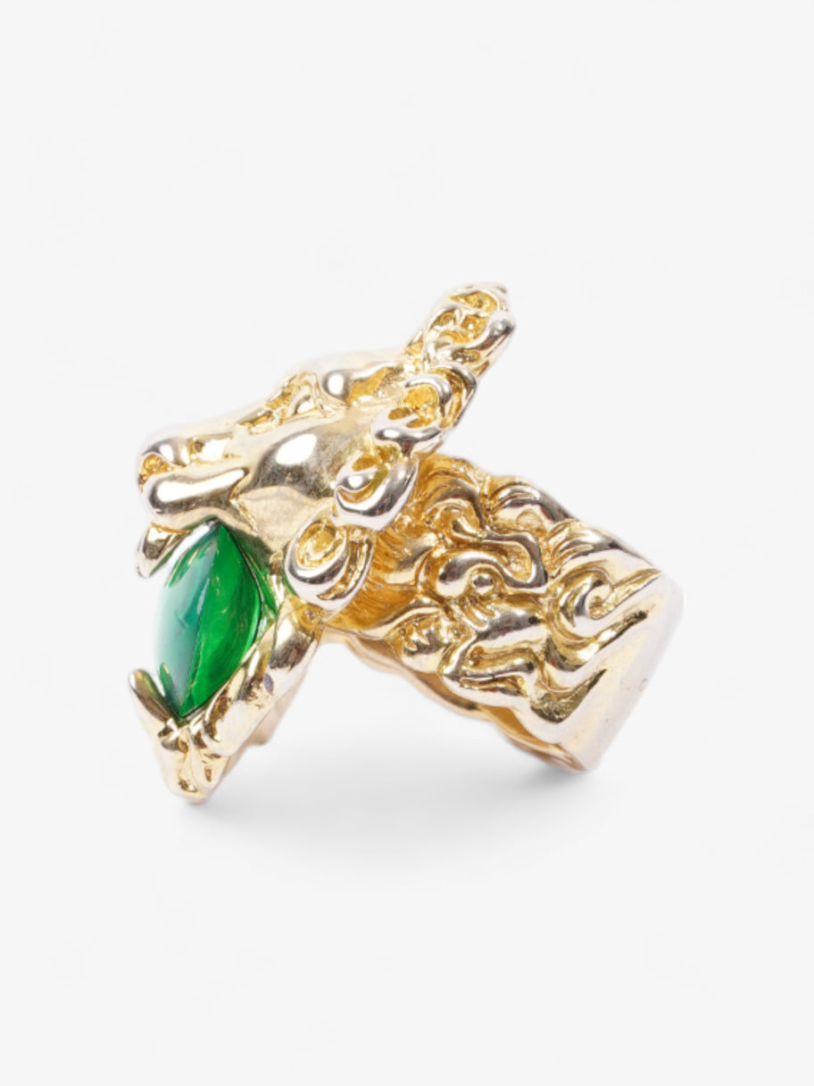 Gucci Lion Head Ring Gold / Green Base Metal L Image 3