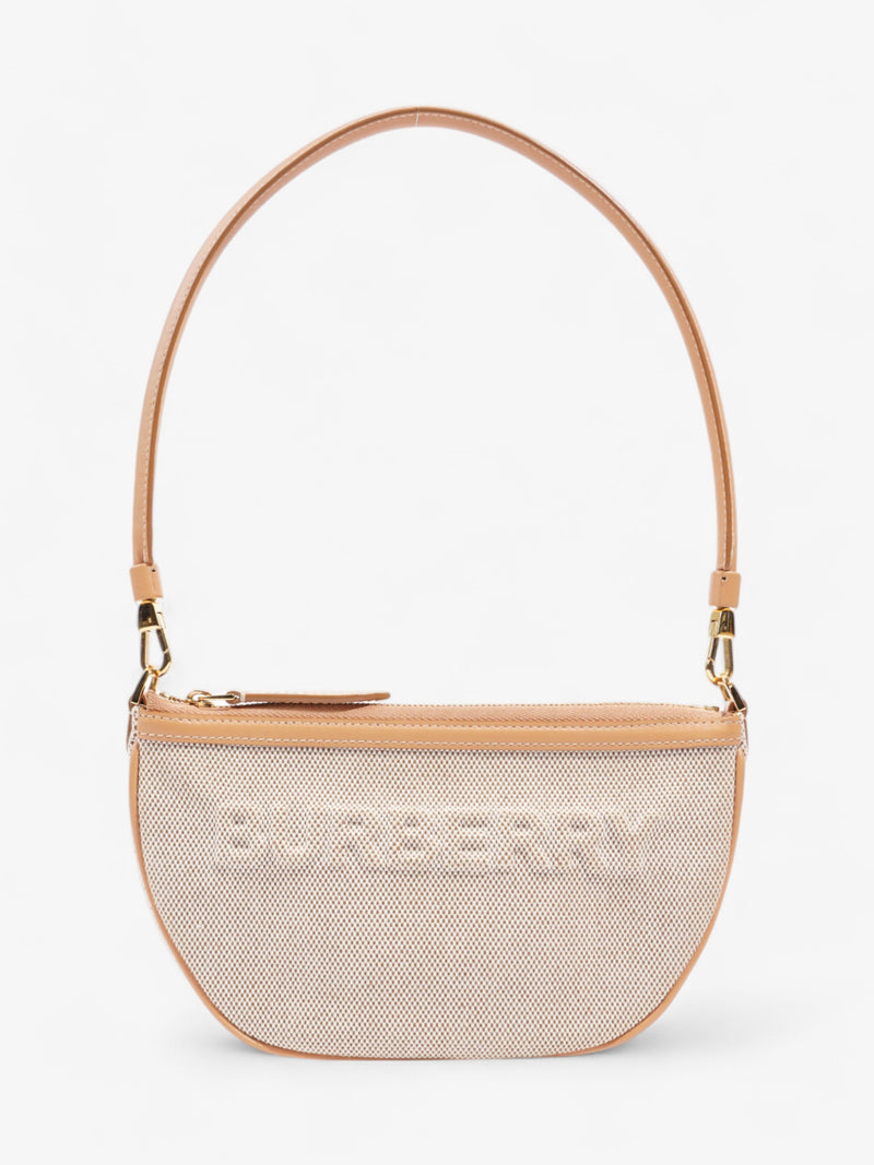  Burberry Olympia Logo Shoulder Bag Beige Cotton