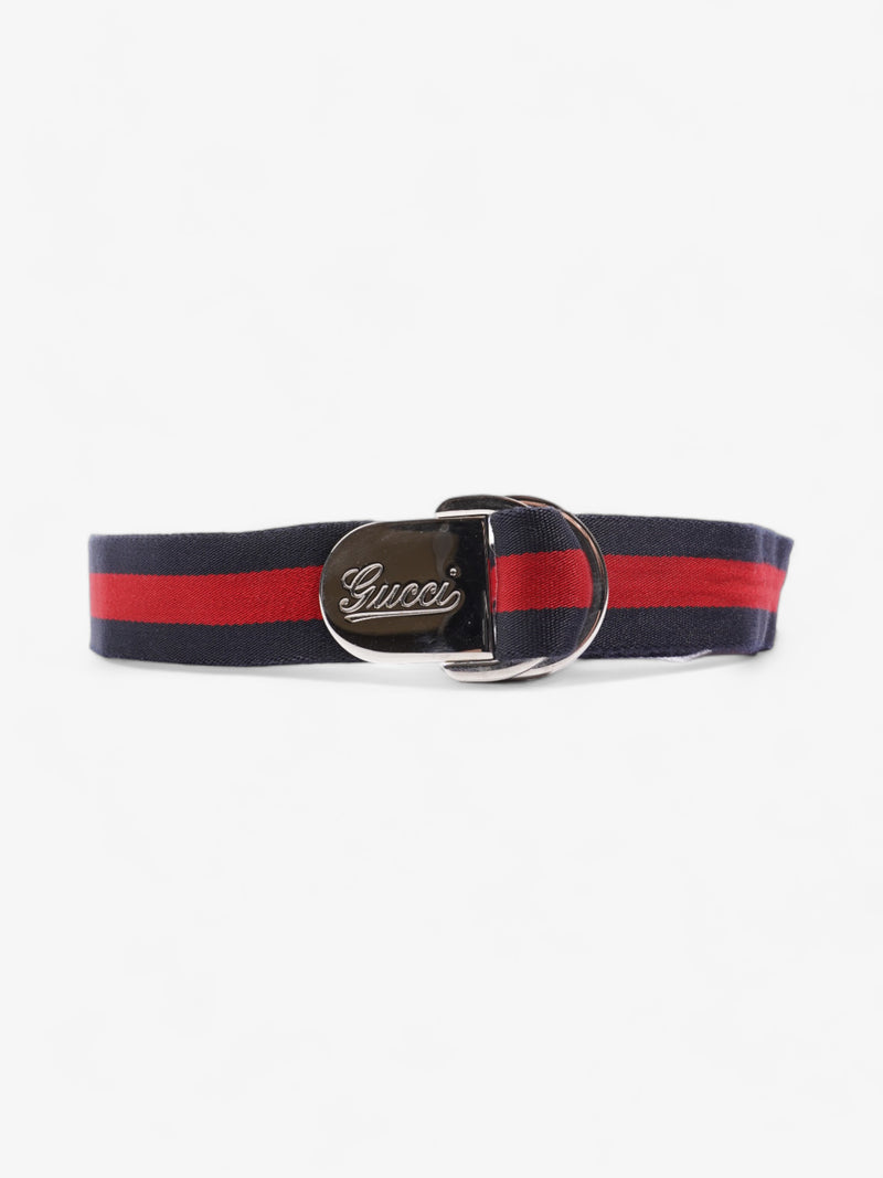  Gucci Stripe Buckle Belt Red / Navy Canvas 100cm 40