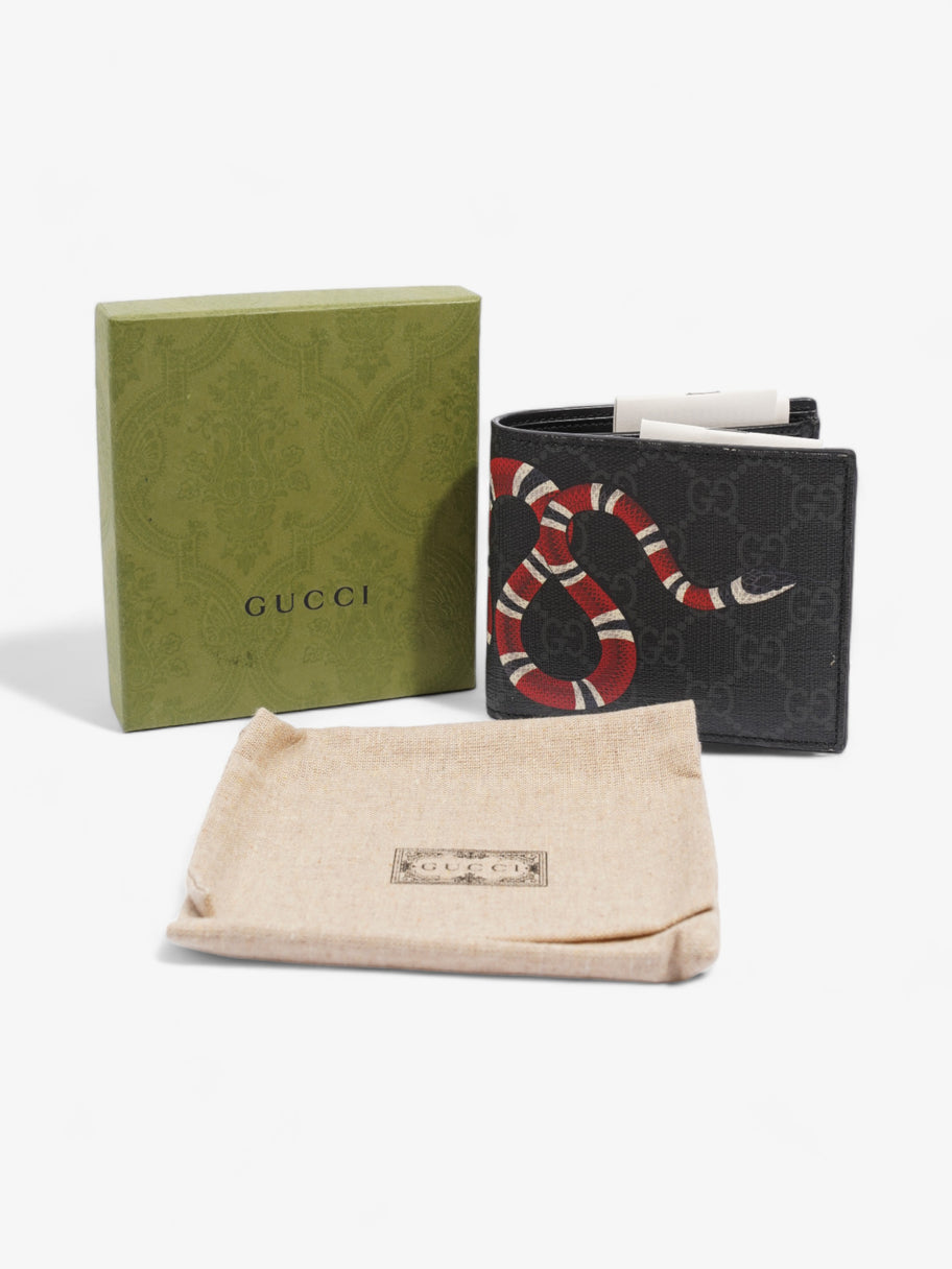 Gucci Kingsnake Print Wallet Black GG Supreme / Red / Navy Coated Canvas Image 8