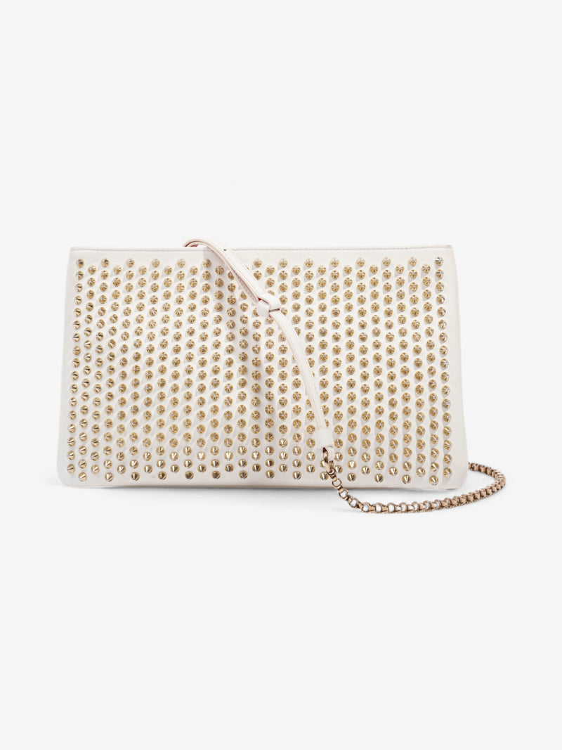  Christian Louboutin Loubiposh Chain Clutch White Leather