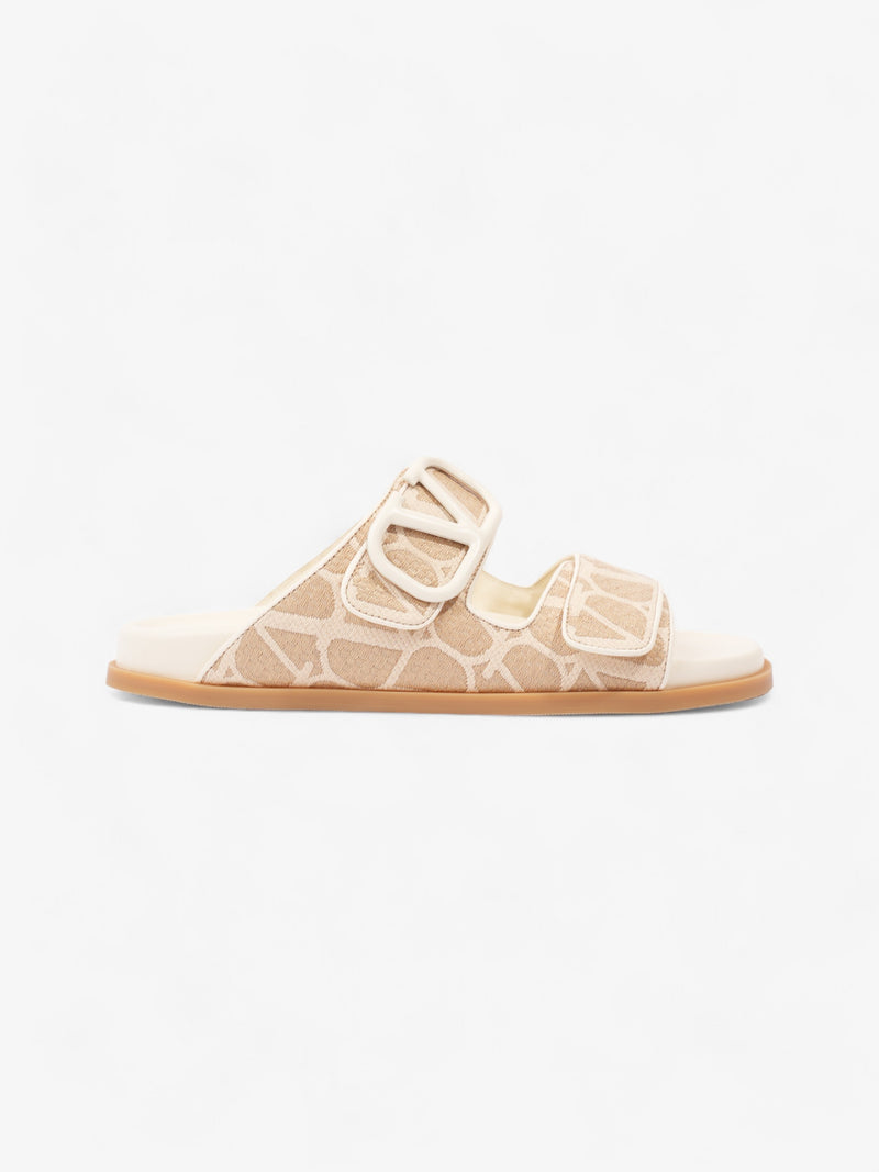  Valentino Toile Iconographe Slip-On Slides Beige / White Fabric EU 39 UK 6