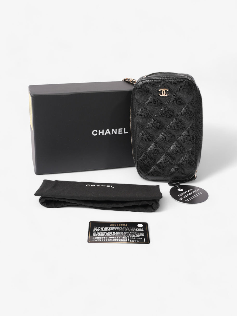 Chanel Quilted Phone Holder Black Caviar Leather Image 9