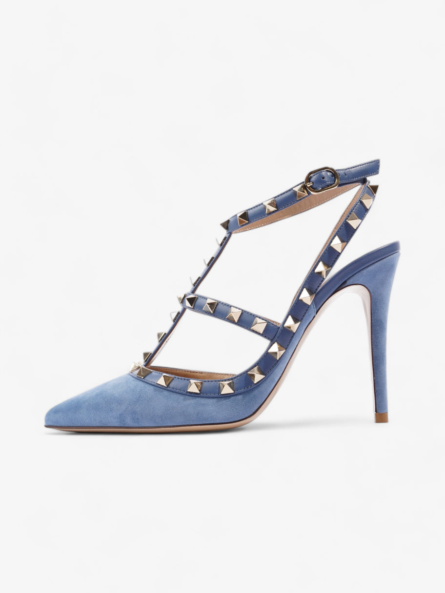 Valentino Rockstud Heeled Pumps 105mm Blue / Gold Suede EU 39 UK 6 Image 5