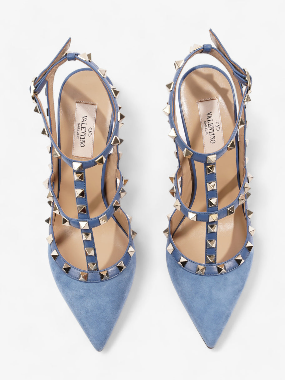 Valentino Rockstud Heeled Pumps 105mm Blue / Gold Suede EU 39 UK 6 Image 8