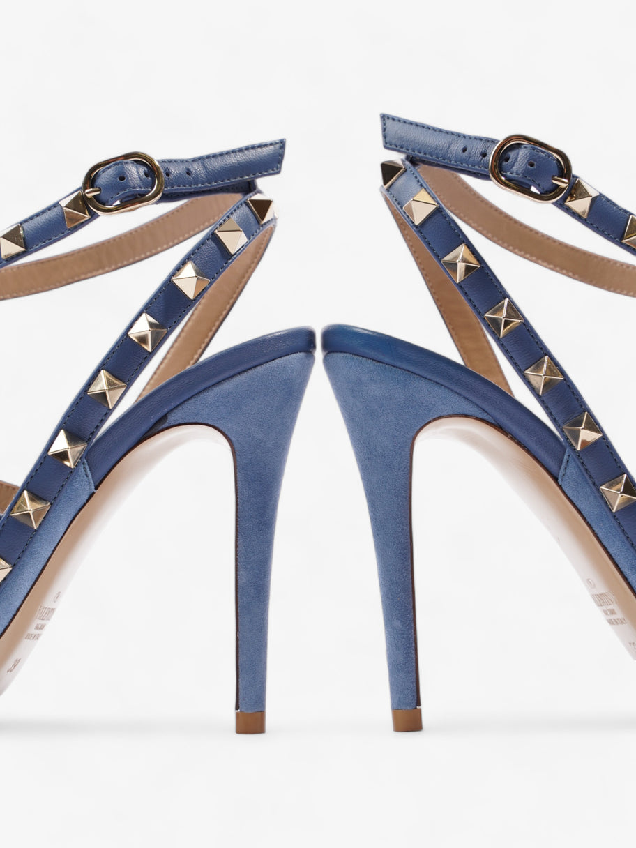 Valentino Rockstud Heeled Pumps 105mm Blue / Gold Suede EU 39 UK 6 Image 9