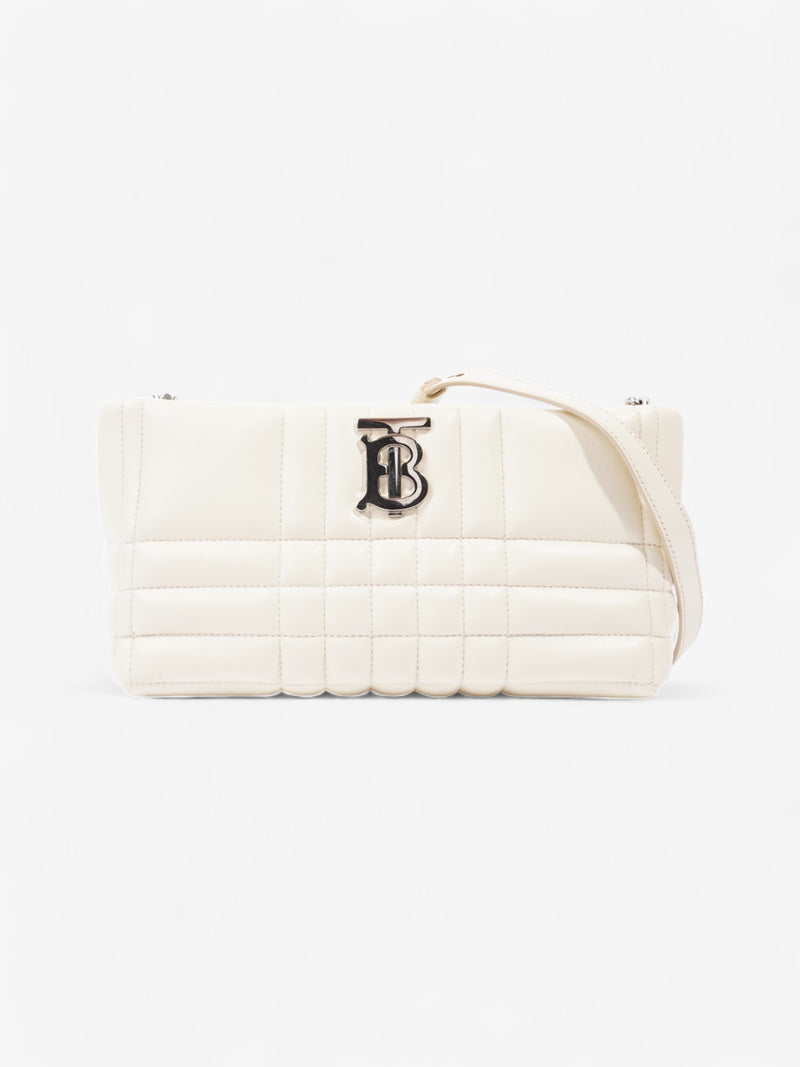  Burberry Quilted Lola Bag Pale Vanilla Lambskin Leather Small