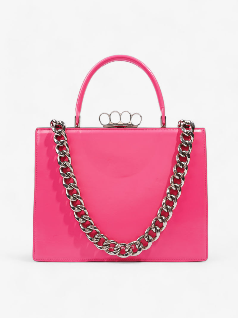  Alexander McQueen Four Ring Top Handle Neon Pink Leather