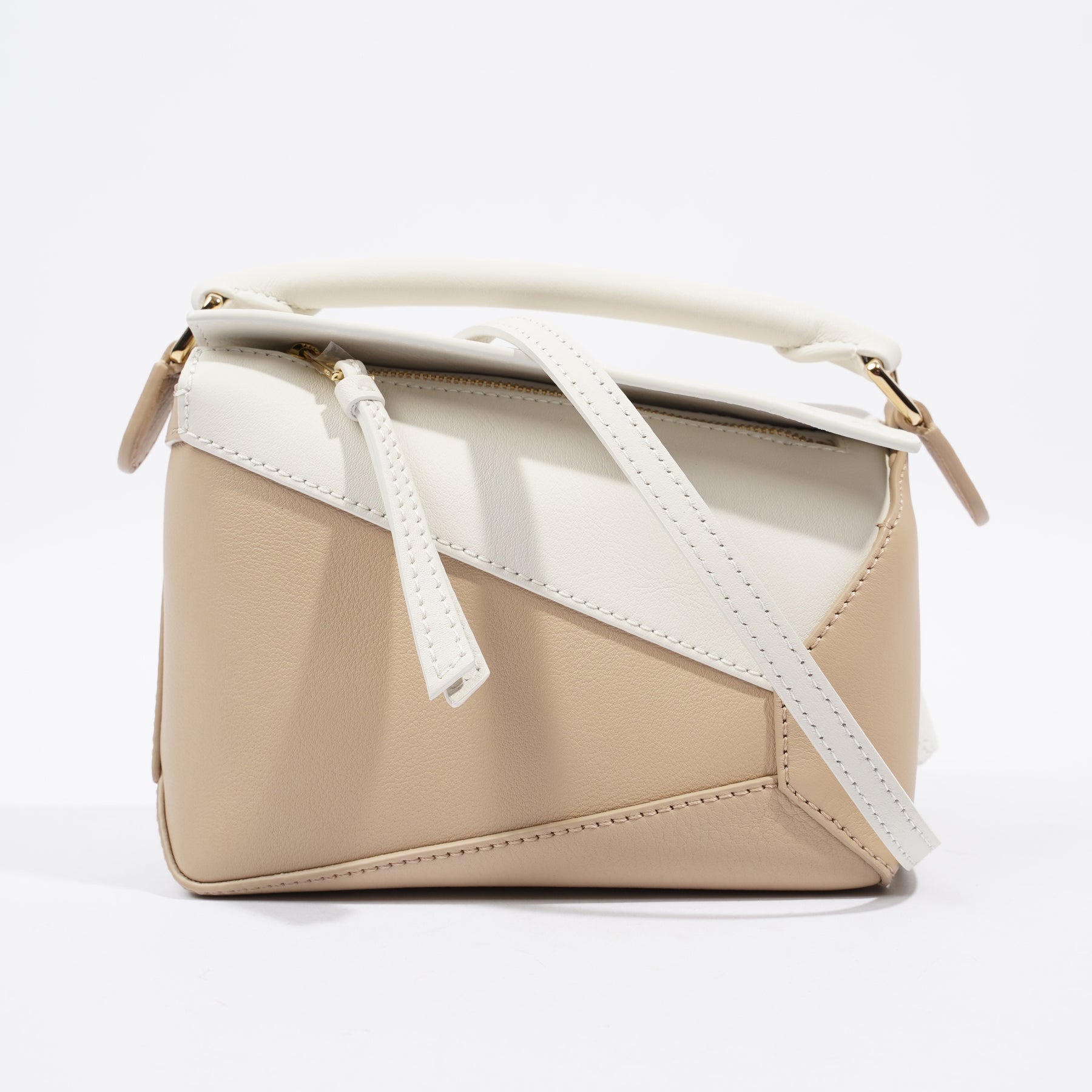 Loewe Puzzle Bag Beige White Calfskin Leather Mini Luxe Collective