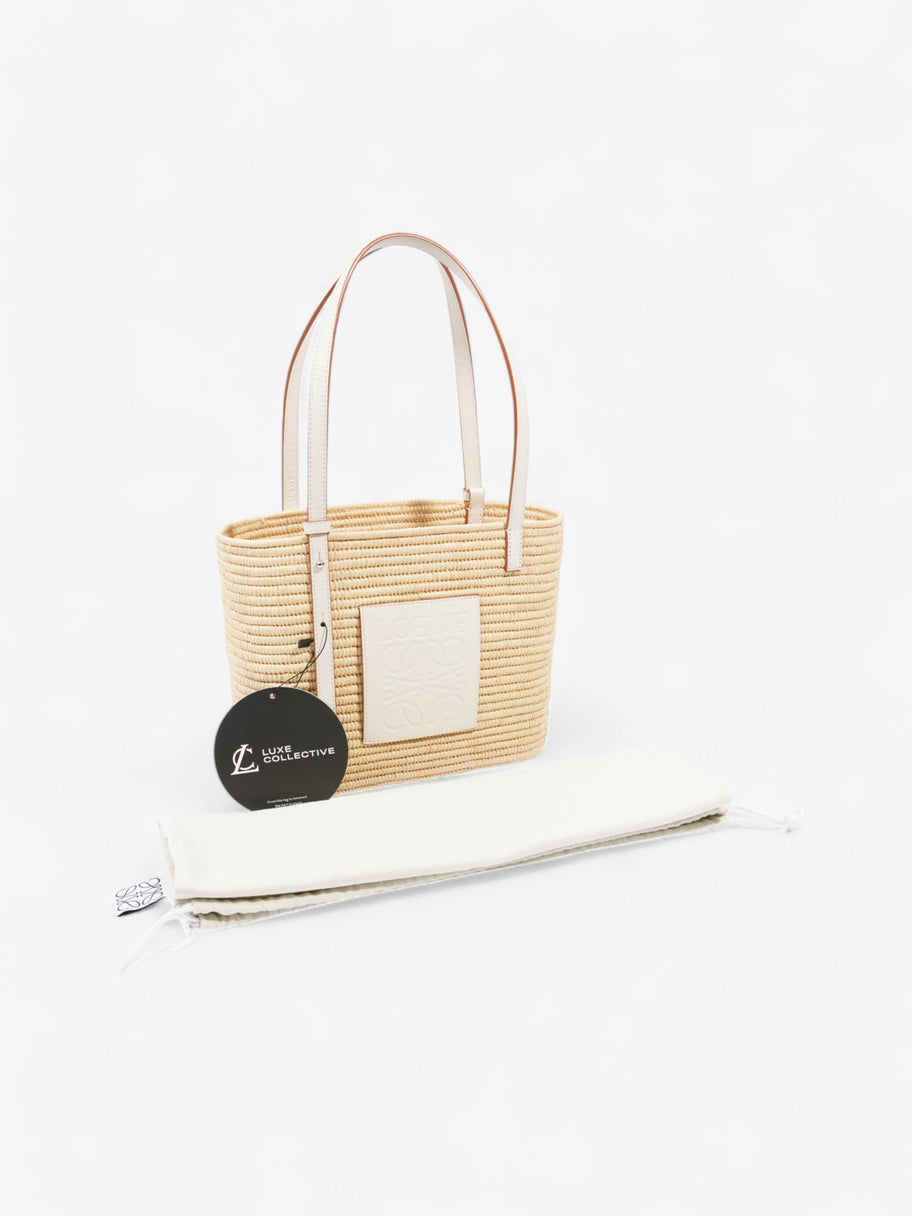 Loewe Square Raffia Basket Bag Beige / White Raffia Small Image 10