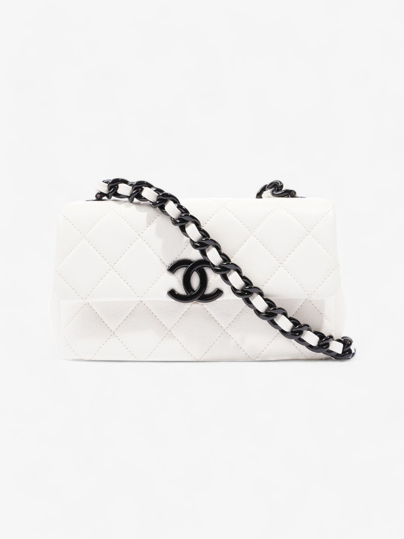  Chanel My Everything Flap White / Black Caviar Leather Small