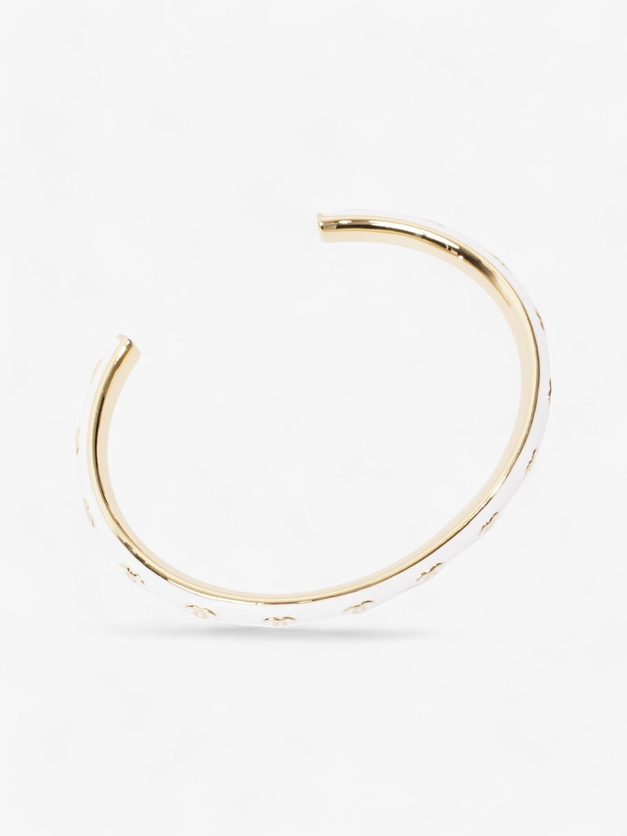 Chanel CC Bangle White / Gold Base Metal Medium Image 2