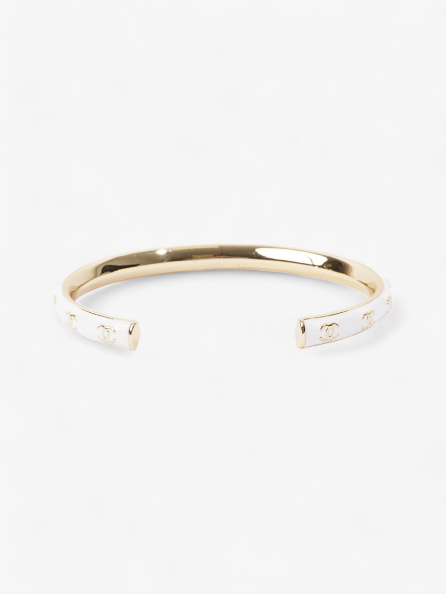 Chanel CC Bangle White / Gold Base Metal Medium Image 4