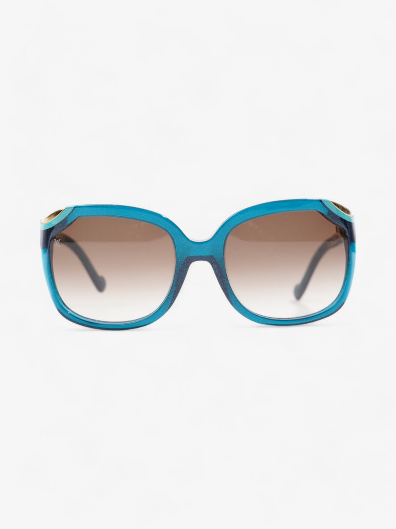  Louis Vuitton Ivy Cat Sunglasses Petrole Blue / Gold Acetate 140mm