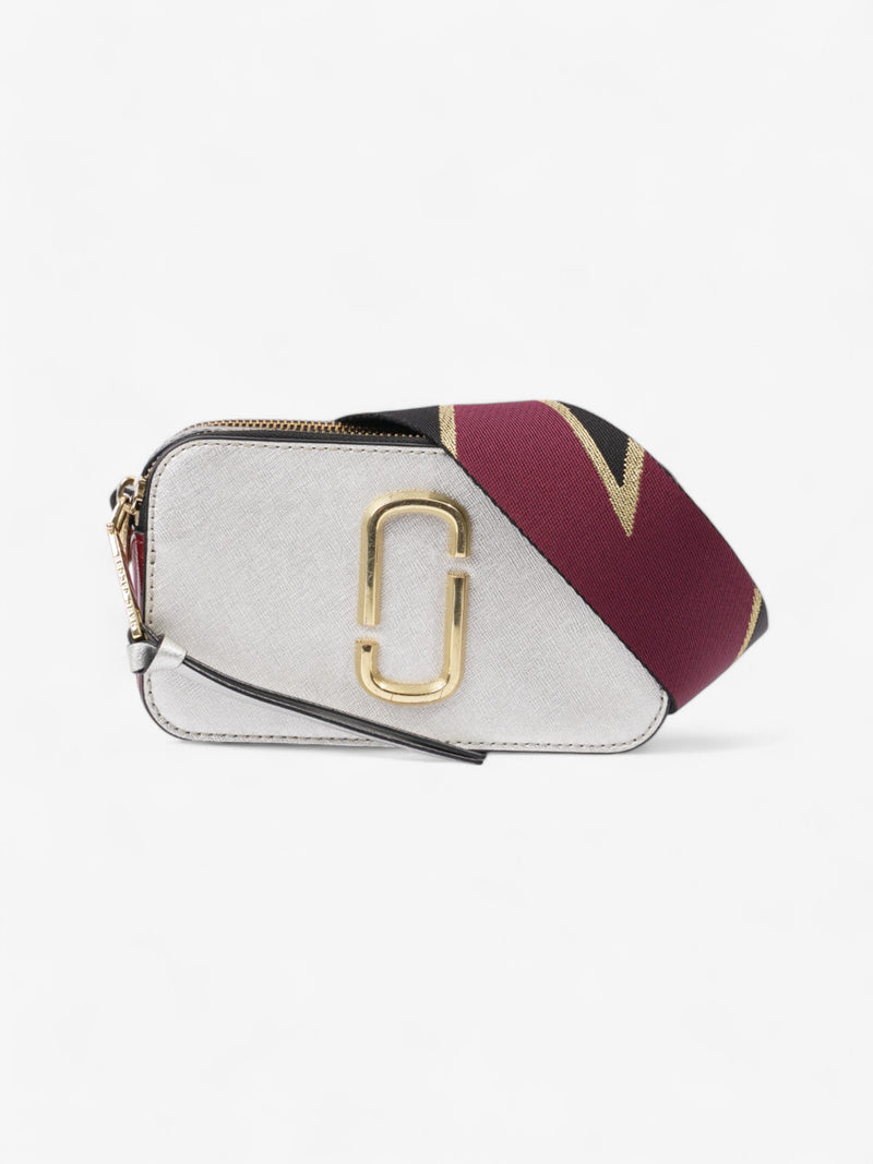  Marc Jacobs The Snapshot Bag Silver / Burgundy / Grey Leather