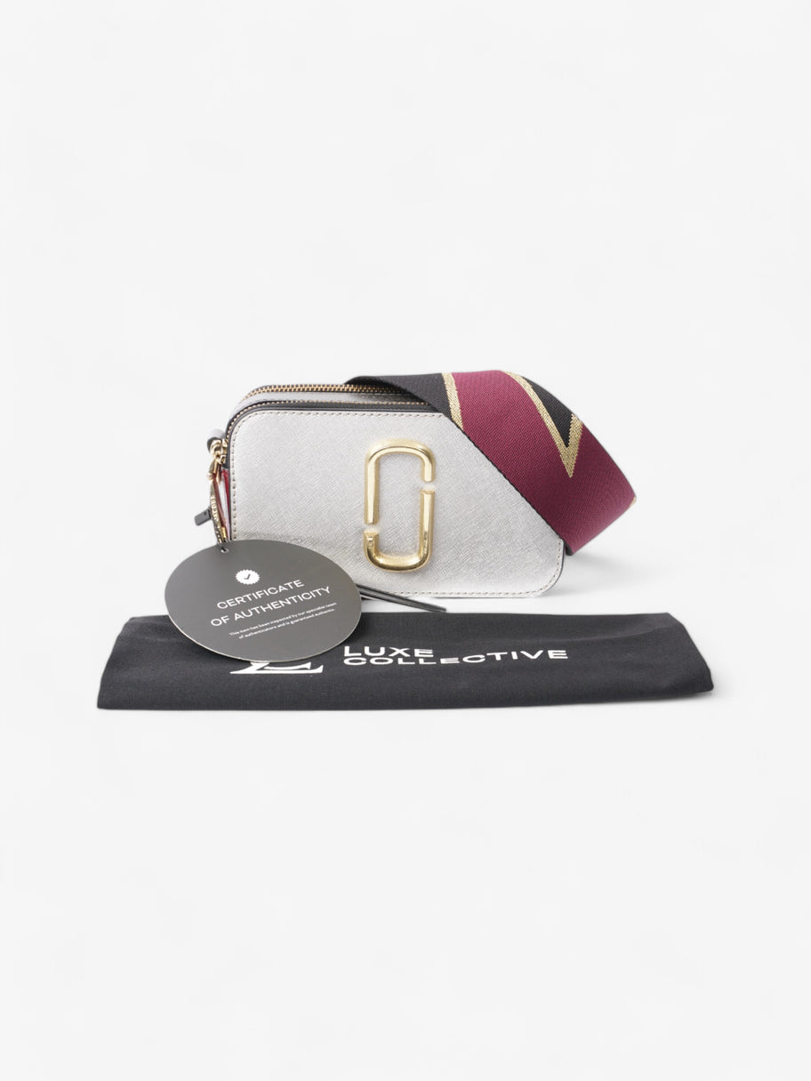 Marc Jacobs The Snapshot Bag Silver / Burgundy / Grey Leather Image 10