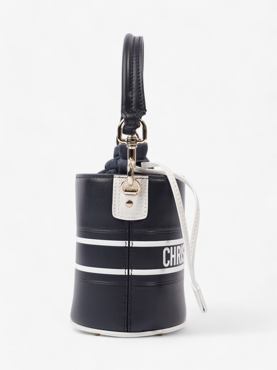 Christian Dior Vibe Bucket Bag Navy Blue / White Leather Micro Image 3