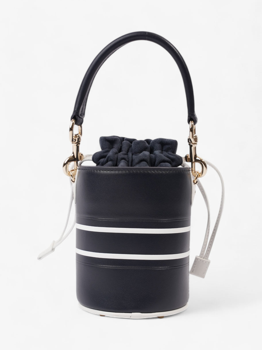 Christian Dior Vibe Bucket Bag Navy Blue / White Leather Micro Image 4