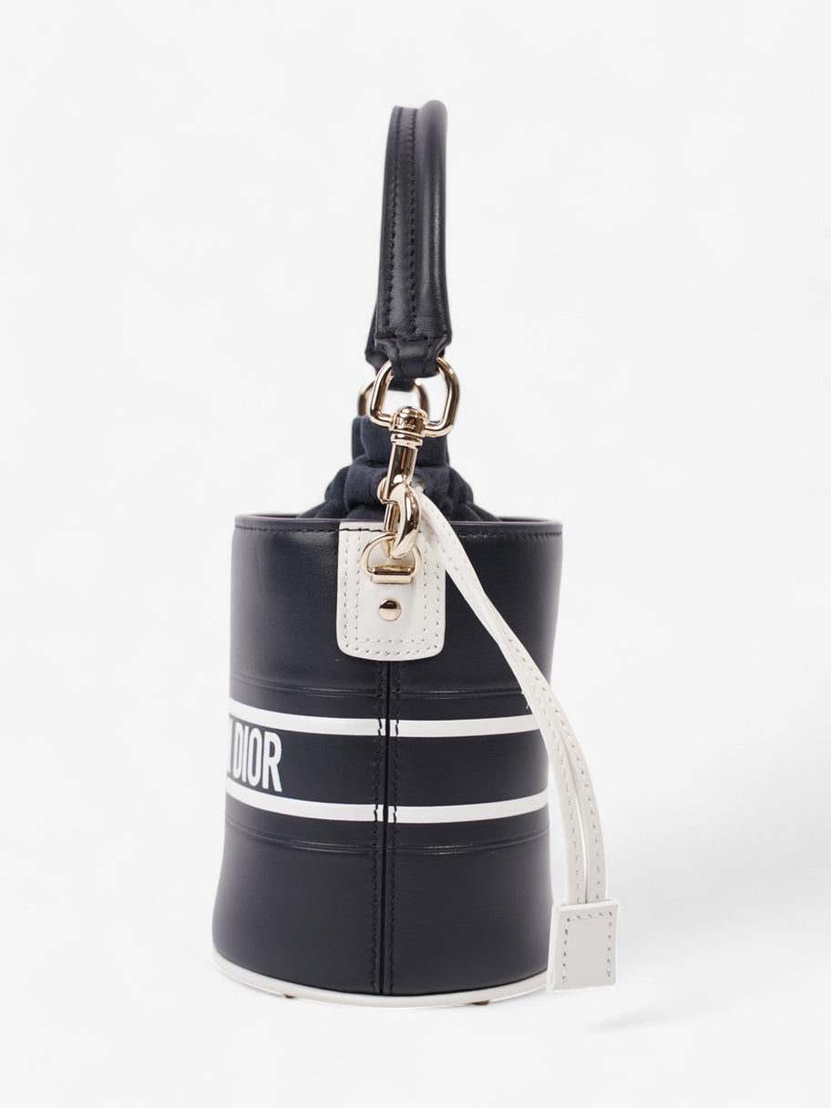 Christian Dior Vibe Bucket Bag Navy Blue / White Leather Micro Image 5