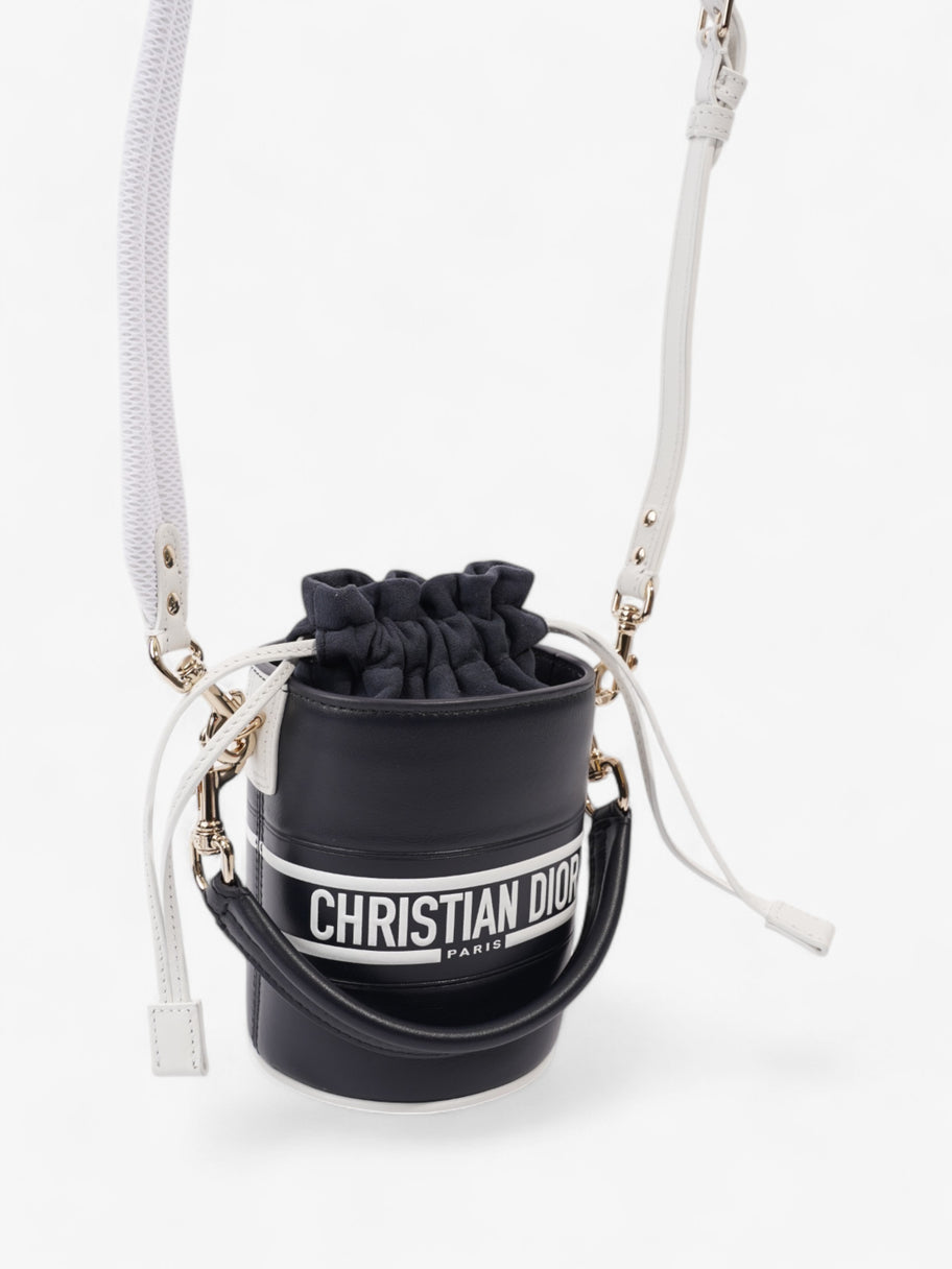 Christian Dior Vibe Bucket Bag Navy Blue / White Leather Micro Image 7