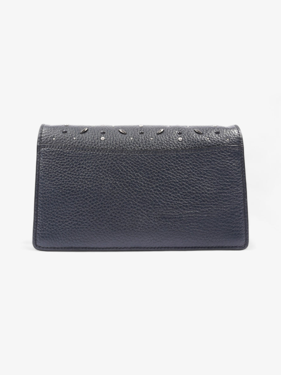 Coach Callie Foldover Chain Clutch Navy Blue Leather Image 4