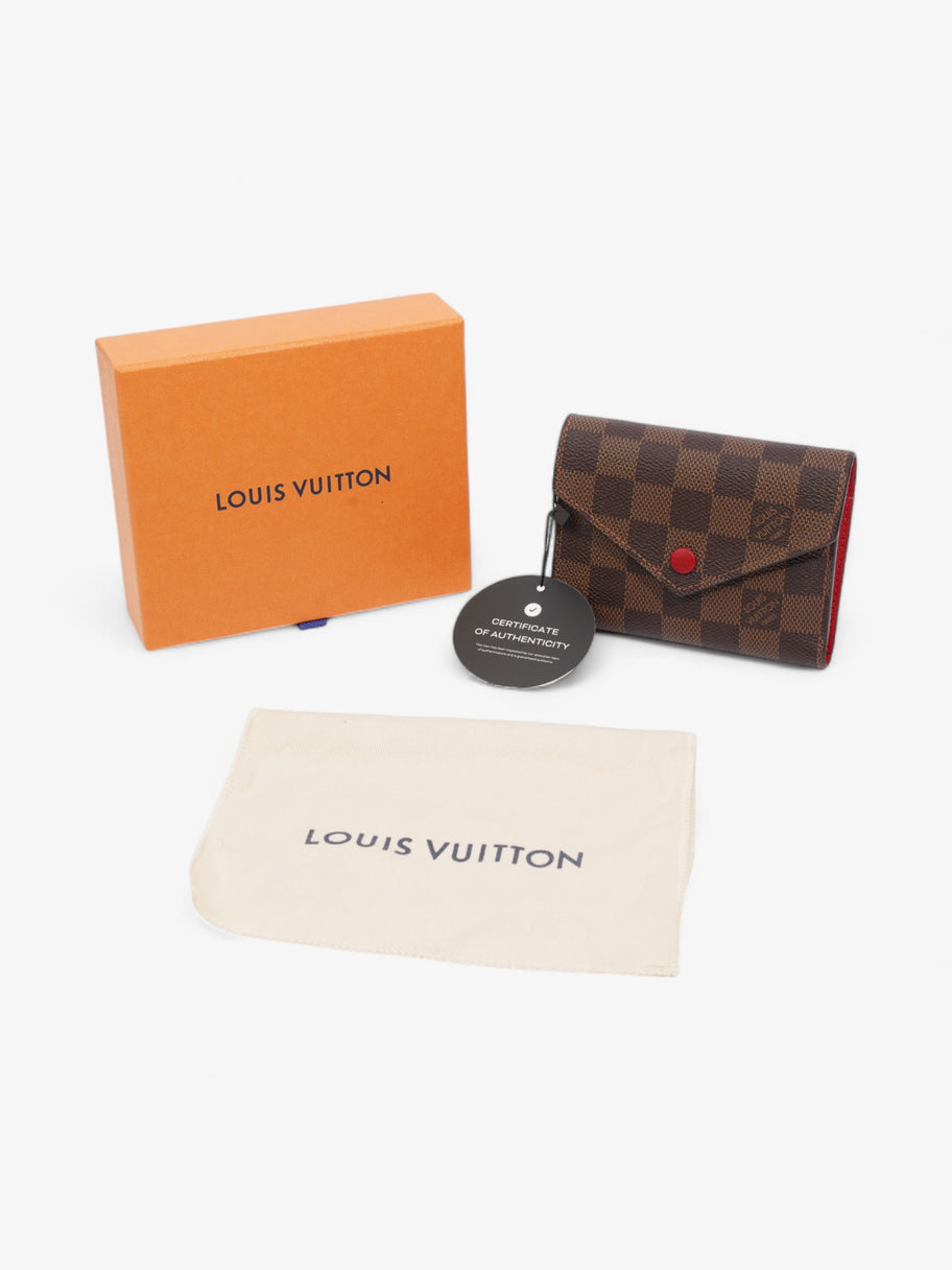 Louis Vuitton Victorine Wallet Damier Ebene / Red Coated Canvas Image 9