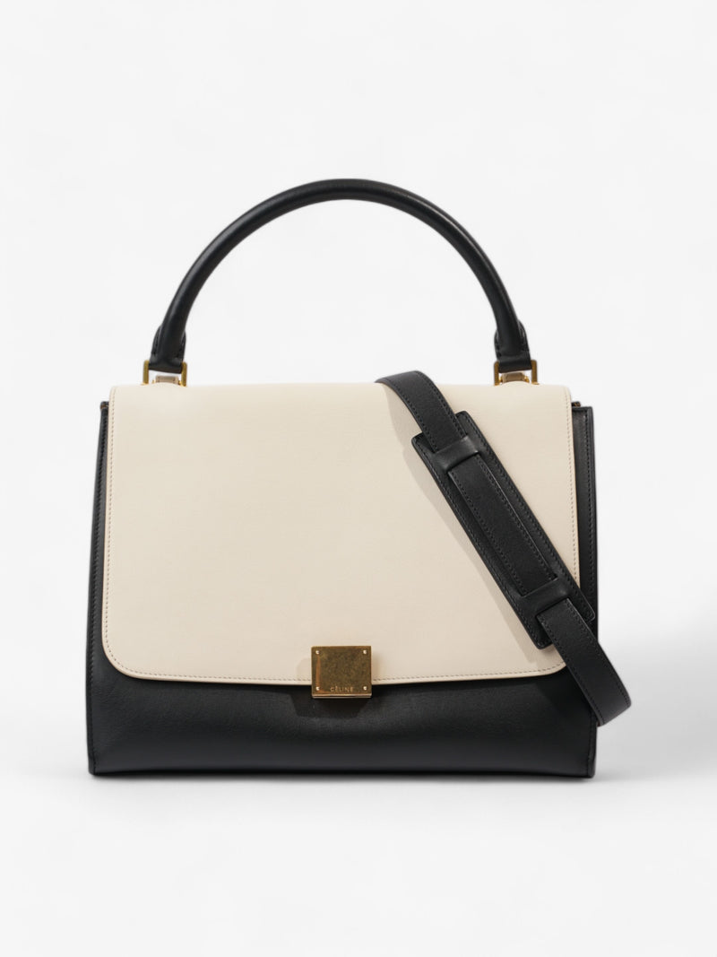  Celine Trapeze Black / Cream / Brown Leather Medium