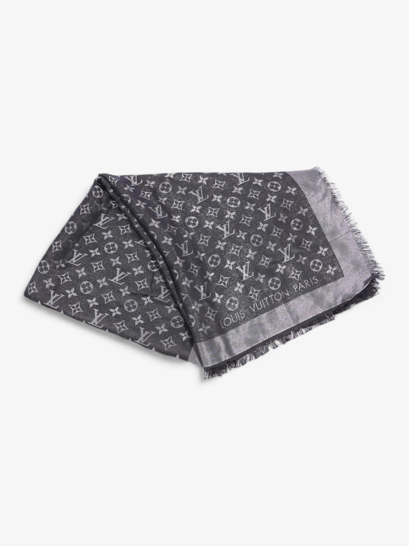  Louis Vuitton Chale Shawl Black Monogram Silk