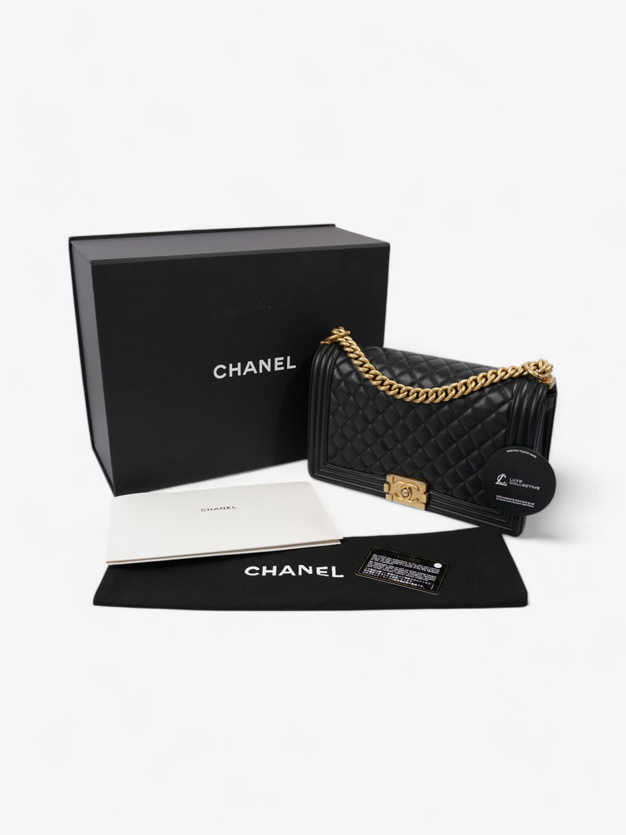 Chanel Boy Bag Black Lambskin Leather Medium Image 10