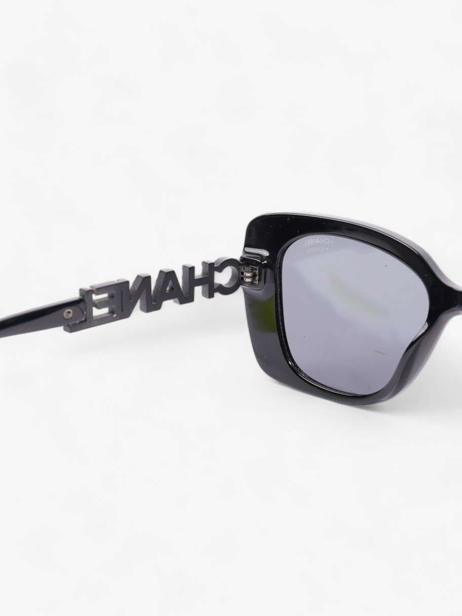 Chanel Square Sunglasses Black Acetate 140mm Image 6