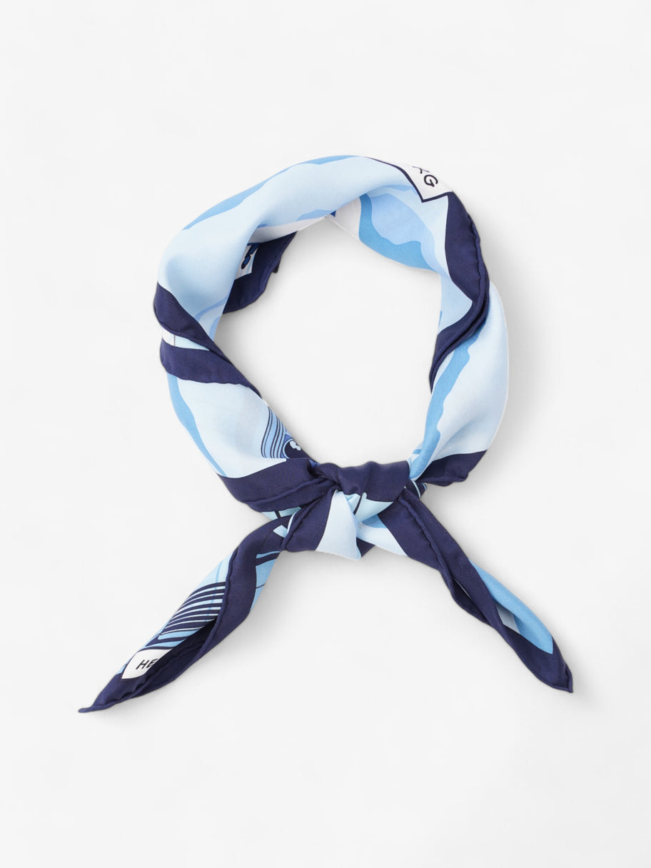 Hermes Minuit Au Faubourg Scarf Blue  / White Silk Image 3