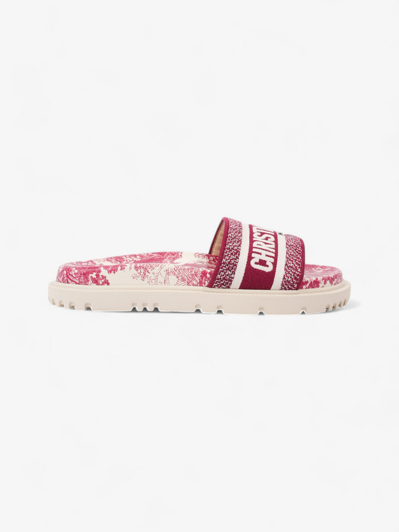  Christian Dior Dway Slides Burgundy / White Canvas EU 38 UK 5