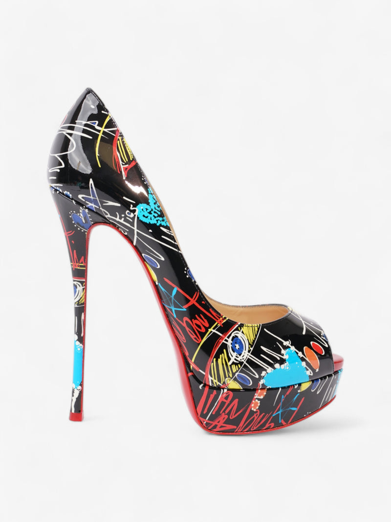  Christian Louboutin Lady Peep 150mm Black / Multicoloured Patent Leather EU 37.5 UK 4.5