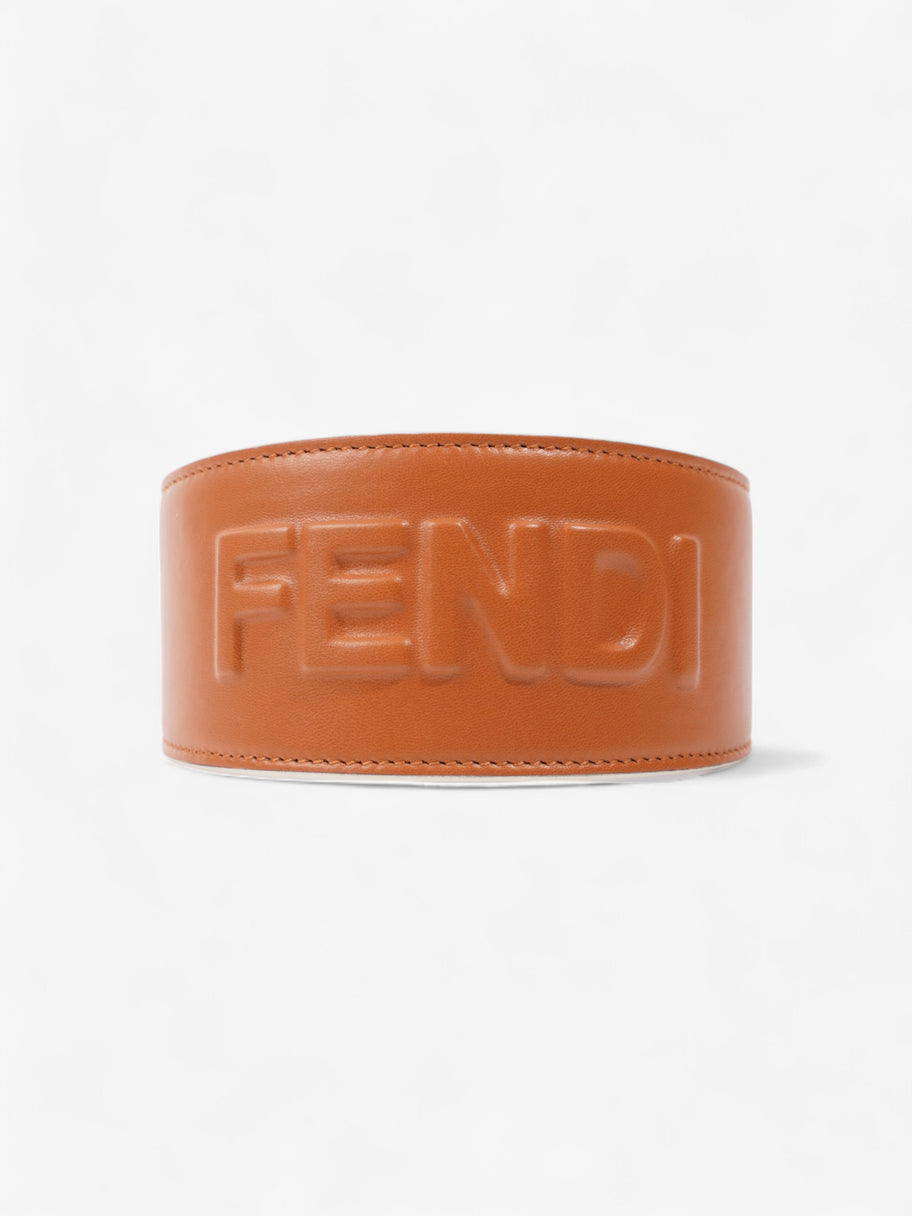 Fendi Logo Embossed Hairband Tan Leather Image 1