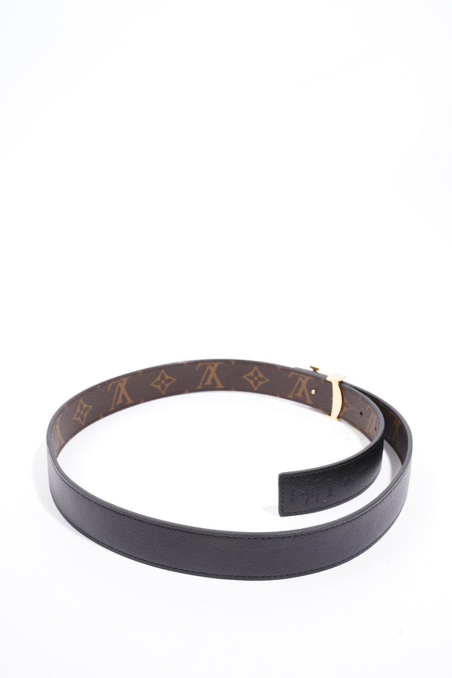 Louis Vuitton LV Initials Reversible Belt Monogram / Black Coated Canvas 80cm 32