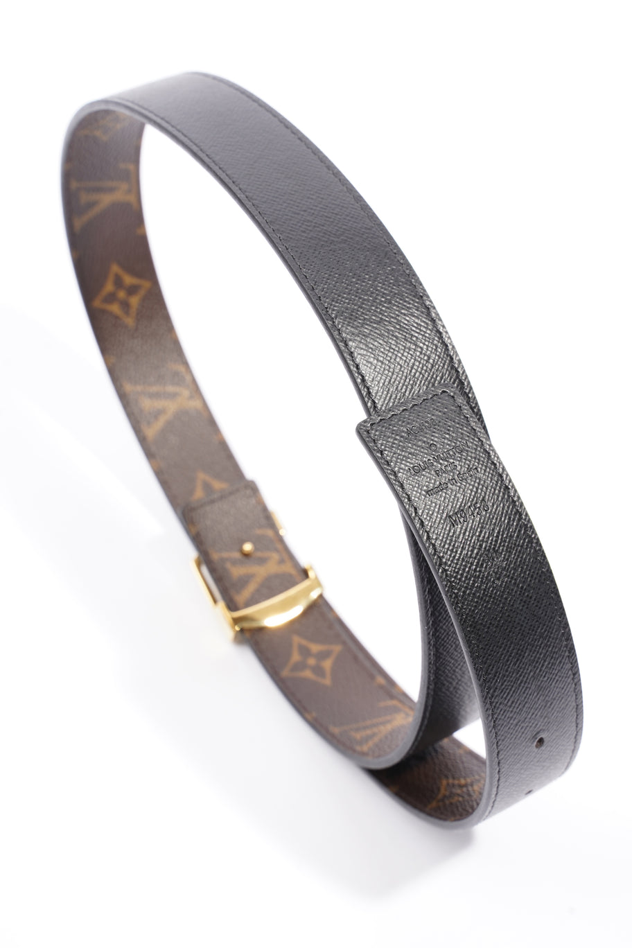 Louis Vuitton LV Initials Reversible Belt Monogram / Black Coated Canvas 80cm 32