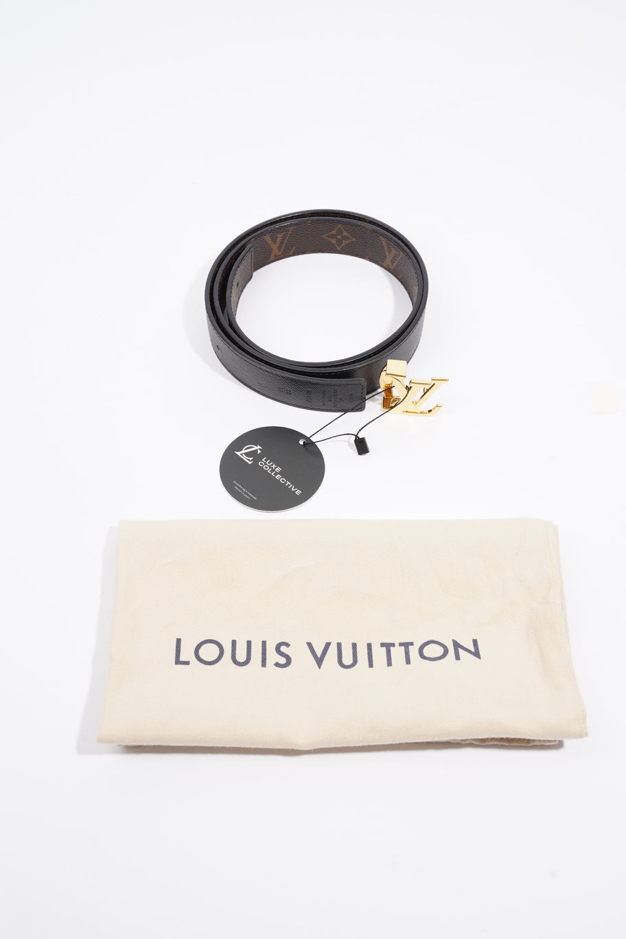 Louis Vuitton LV Initials Reversible Belt Monogram / Black Coated Canvas 80cm 32