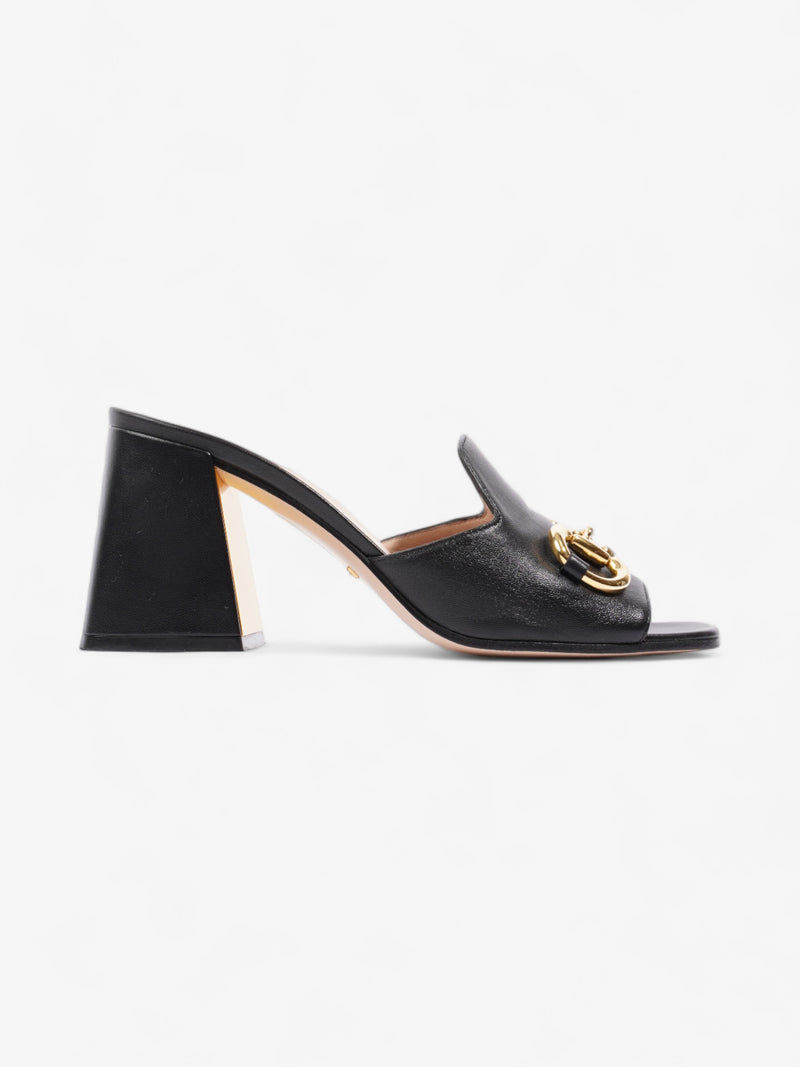  Gucci Horsebit Heeled Mules 80mm Black Leather EU 39 UK 6