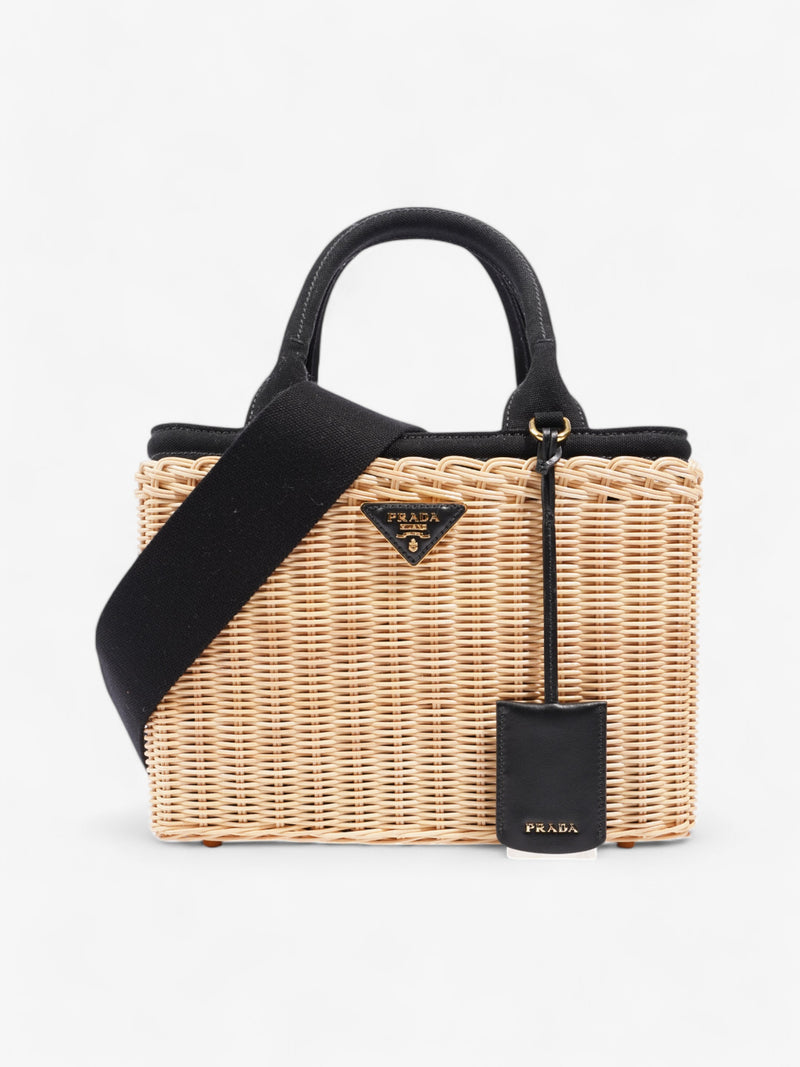  Prada Basket Bag Natural / Black Wicker