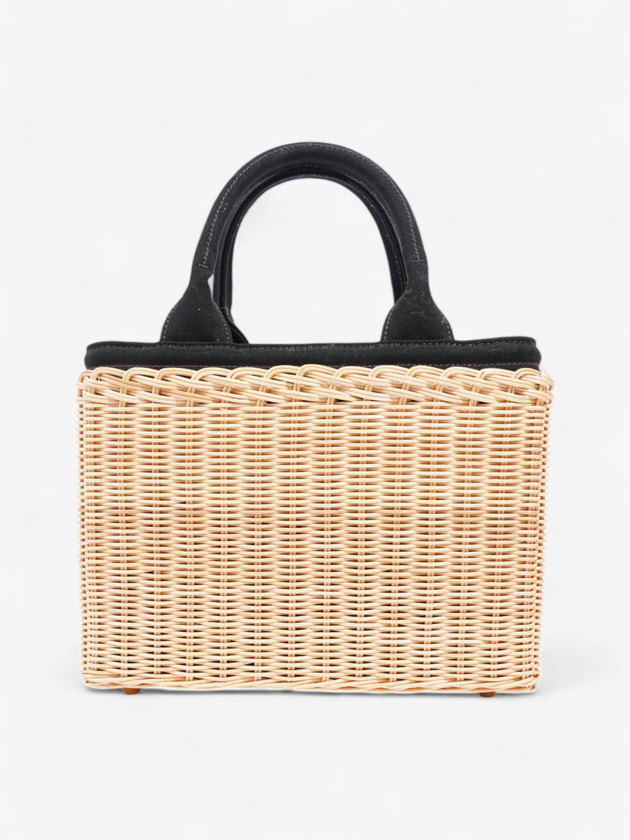 Prada Basket Bag Natural / Black Wicker Image 4