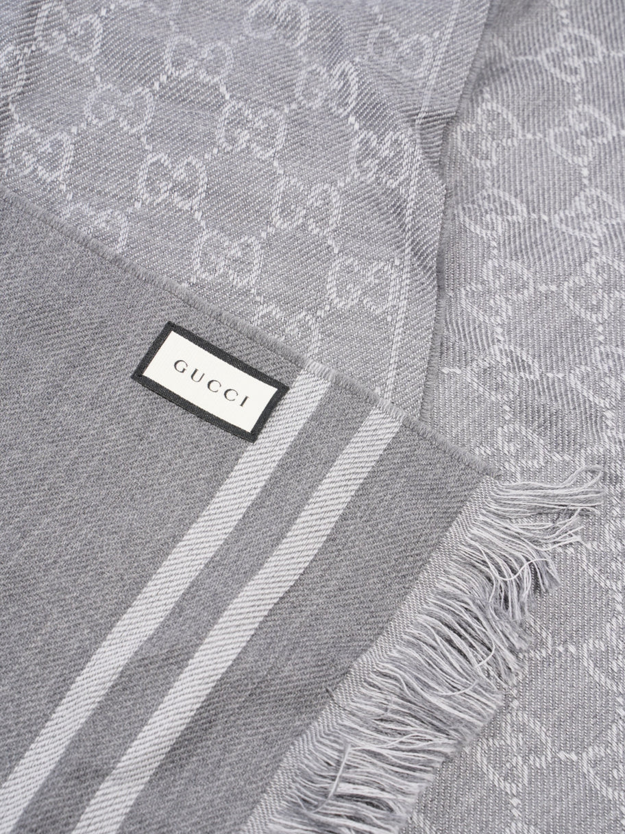 GG-jacquard Scarf Grey Wool Image 2