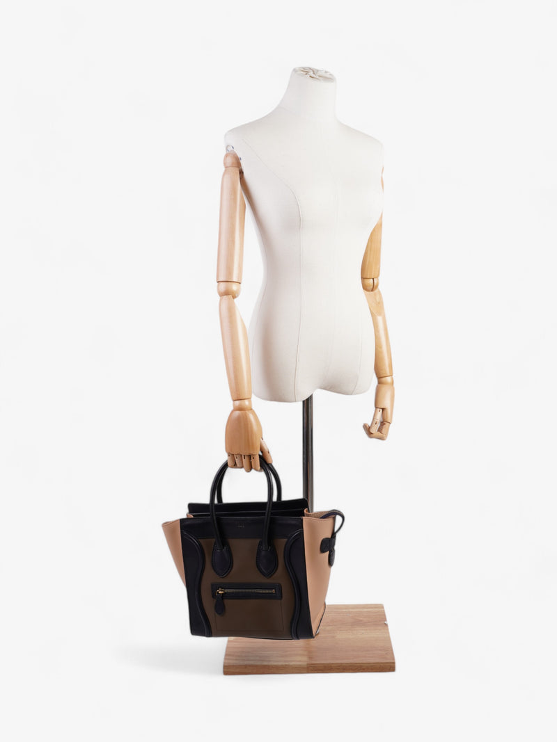  Celine Luggage Tote Black / Brown / Nude Calfskin Leather Micro