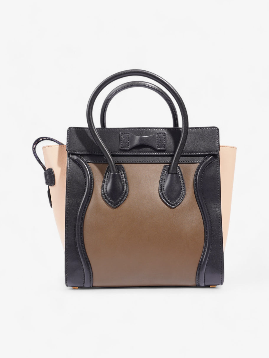 Celine Luggage Tote Black / Brown / Nude Calfskin Leather Micro Image 4