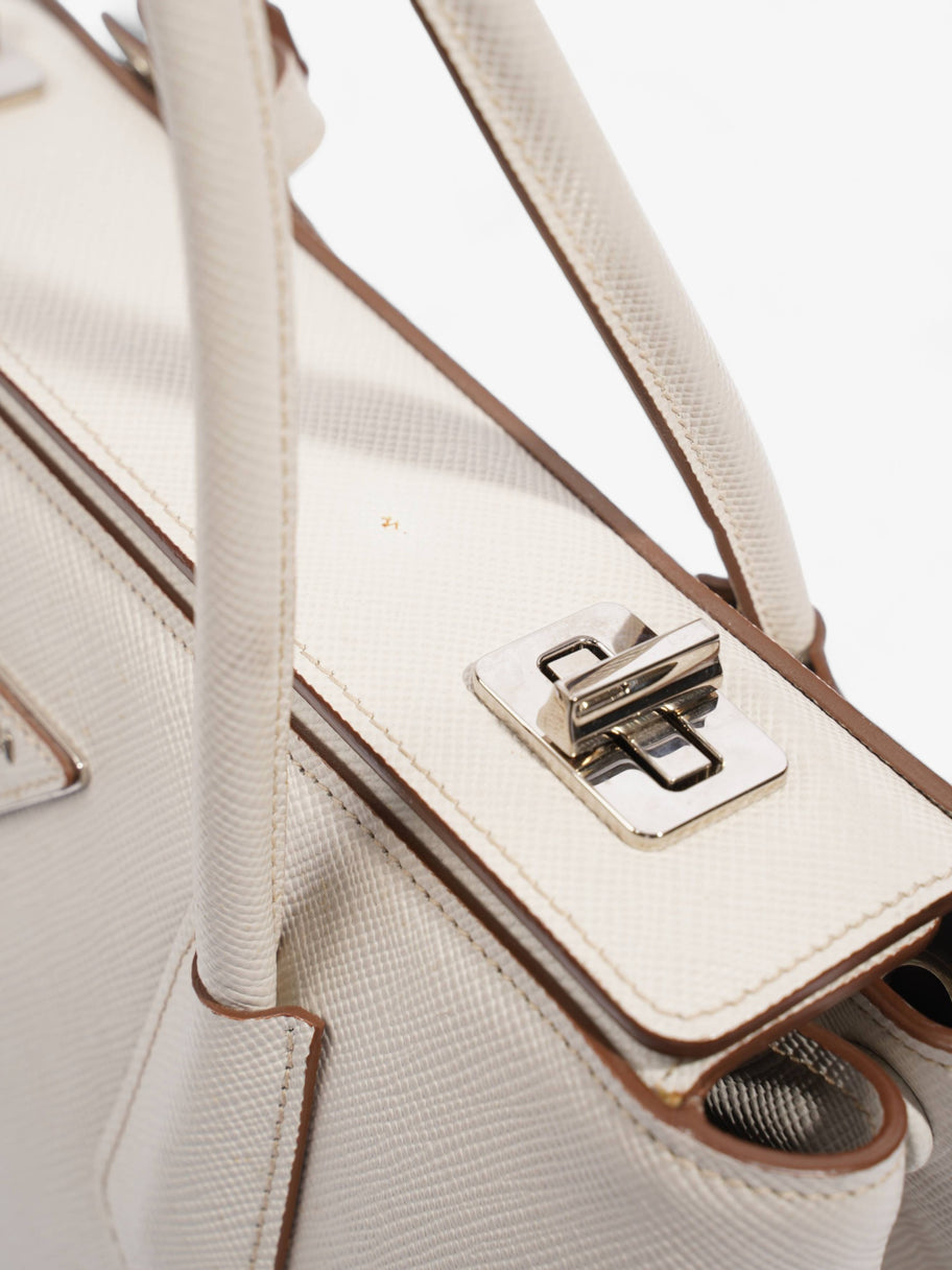 Turnlock Twin Tote Cream Saffiano Leather Image 12